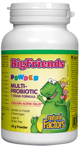 Мулти пробиотик за деца 60g пудра Natural Factors Big Friends Powder Multiprobiotic 3 Billion Active Cells 7 strain formula