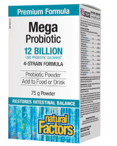 Мега пробиотик 4 щама 12 млрд.75g пудра Natural Factors Mega Probiotic 12 Billion Live Probiotic Cultures
