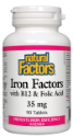 Желязо с витамин В12 и фолиева киселина 35 mg 90 табл. Natural Factors Iron Factors with B12 & Folic Acid