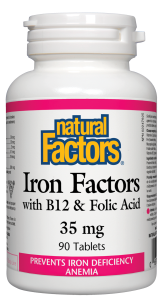 Желязо с витамин В12 и фолиева киселина 35 mg 90 табл. Natural Factors Iron Factors with B12 & Folic Acid