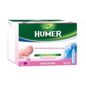 ХЮМЕР  МОРСКА ВОДА  ЗА БЕБЕТА  И ДЕЦА  ДОЗИ  5ml x 18   Humer 100% Sea Water  Infants / Children  single dose  vials 