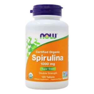 Спирулина  1000 mg 120 табл. NOW Foods  Spirulina Double Strength Organic