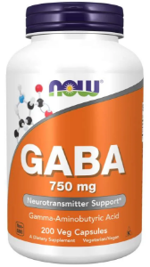 Габа Гама аминобутирова  киселина 750 mg 200 вег. kaпс. NOW Foods GABA