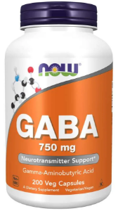 Габа Гама аминомаслена киселина 750 mg 200 вег. kaпс. NOW Foods GABA