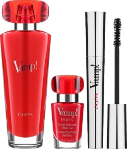 Комплект за жени  Pupa  Vamp  Red  Eau de Parfum 100ml + Vamp Nail polish 9ml + Mascara Vamp 9ml