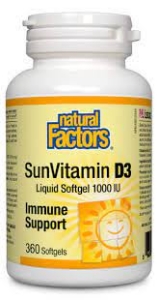 Витамин D3 1000 IU 360 софтгел капс. Natural Factors Vitamin D3 1000 IU Softgels