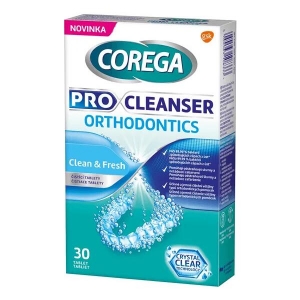 Корега  почистващи таблетки за ортодонтски апаратчета x 30  Corega  Pro Cleanser Orthodontics Clean & Fresh