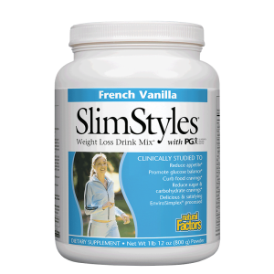 Формула за контрол на теглото  прах   800 g  Natural Factors SlimStyles Weight Loss Drink Mix Powder with PGX  French Vanilla 