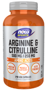 L-аргинин и L-цитрулин 500 mg/250 mg 120 вег.капс. NOW Sports Arginine & Citrulline