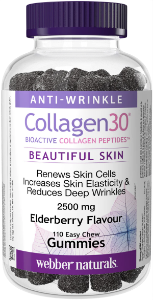 Хидролизиран колаген  тип I и III  говежди  2500 mg 110 желирани бонбони   Webber Naturals Collagen30®  Anti-Wrinkle Bioactive Collagen Peptides™ Gummies