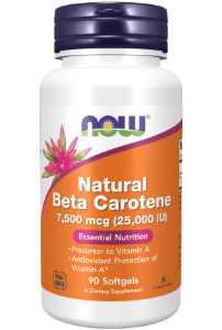 Бета Каротин  25 000 IU  100  софтгел капс.   NOW Foods   Natural Beta Carotene