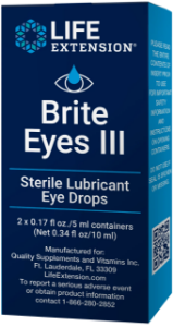 Стерилни oвлажняващи капки за очи  2 флакона х 5 ml   Life Extension  Brite Eyes III