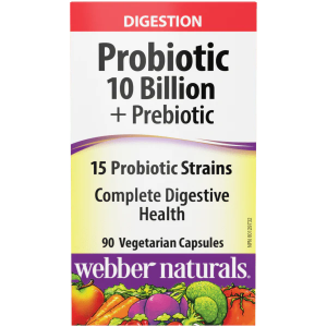 Пробиотик 10 млрд. активни пробиотици + Пребиотици   90 вег.капс.   Webber Naturals  Probiotic 10 Billion + Prebiotic