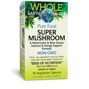 Шест медицински гъби плюс бетаглюкан 30 вег. капс. Natural Factors Super Mushroom Whole earth & sea