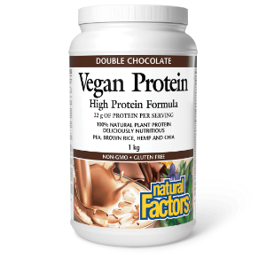 Веган протеин  на прах  с вкус на шоколад  1 kg  Natural Factors  Vegan Protein High Protein Formula Double Chocolate