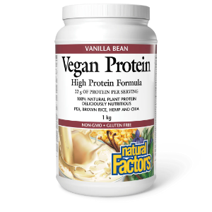 Веган протеин  на прах  с вкус на  ванилия  1 kg  Natural Factors  Vegan Protein High Protein Formula Vanilla Bean