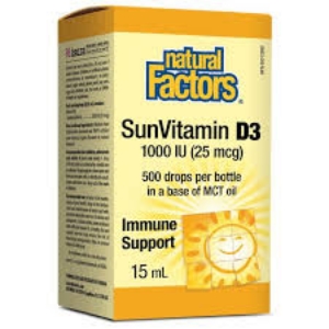 Витамин D3 1000 IU течен 15 ml  500 дози Natural Factors Vitamin D3 1000 IU