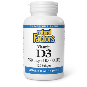 Витамин D3 10000 IU 120 софтгел капс.  Natural Factors  Vitamin D3 250 mcg 