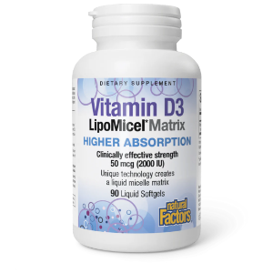 Витамин D3 50 mcg 90 софтгел капс.  Natural Factors  Vitamin D3 LipoMicel Matrix