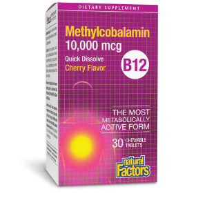 Витамин B12 метилкобаламин 10000 mcg  30 сублингвални табл.  Natural Factors B12 Methylcobalamin