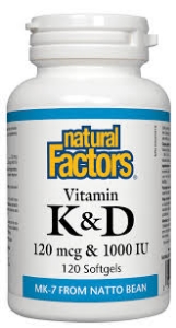 Витамин К2 MK-7 120 mcg и D3 1000 IU 60 софтгел капс. Natural Factors Vitamin D3 & K2