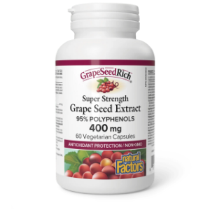 ГРОЗДОВО СЕМЕ ЕКСТРАКТ 400 mg 60 вег.капс. Natural Factors  GrapeSeedRich Super Strength Grape Seed Extract