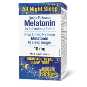 Мелатонин 10 mg  90 двуслойни табл.  Natural Factors  Melatonin Quick Release Plus Timed Release