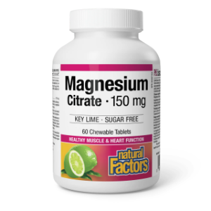 МАГНЕЗИЙ ЦИТРАТ 150 mg  60 дъвч.табл.  Natural Factors  Magnesium Citrate Chewable Tablets