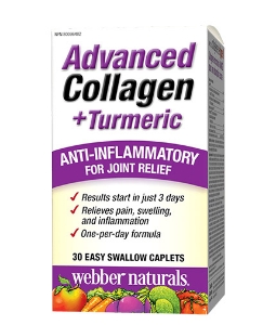 Формула за бързо облекчение на ставния дискомфорт  30  каплети  Webber Naturals   Advanced Collagen + Turmeric