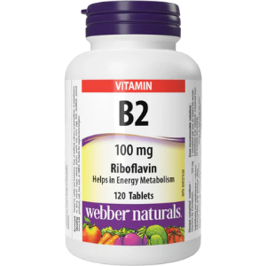 Витамин B2 (рибофлавин)  100 mg  120 табл.  Webber Naturals   Vitamin B2 Riboflavin