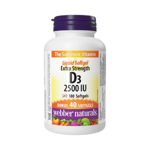 Витамин D3 2500 IU 180  софтгел капс. Webber Naturals Vitamin D3 Softgels
