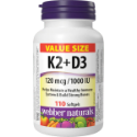 Витамин К2 120 μg + D3 1000 IU 110 софтгел капс. Webber Naturals Vitamin K2 + D3 
