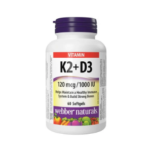 Витамин К2 120 μg + D3 1000 IU 60 софтгел капс. Webber Naturals Vitamin K2 + D3 