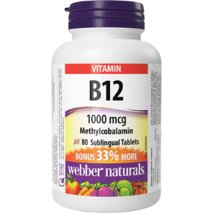 ВИТАМИН В12 МЕТИЛКОБАЛАМИН 1000 µg 200 сублингвални табл. Webber Naturals  Vitamin B12 Methylcobalamin 1000 mcg Sublingual Tablets