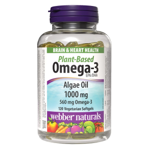 Омега-3 от водорасли 560 mg 120 вег. софтгел капс. Webber Naturals  Plant-Based Omega-3 EPA/DHA