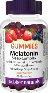 Мелатонин комплекс с маточина, лайка и пасифлора 60 желирани табл.   Webber Naturals Melatonin Sleep Complex Gummies