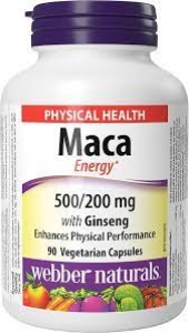 Мака + Корейски женшен 90 вег.капс. Webber Naturals Maca Energy with Ginseng 500/200 mg