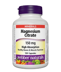 Магнезий цитрат с висока абсорбация 150 mg  120 капс.  Webber Naturals  Magnesium Citrate 
