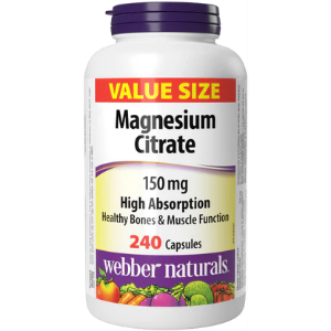 Магнезий цитрат 150 mg 240 капс. Webber Naturals Magnesium Citrate 150 mg High Absorption