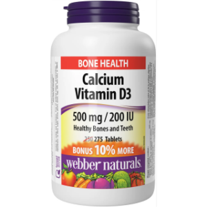 Калций 500 mg + Витамин D3  500 mg/200 IU 275 табл.   Webber Naturals  Calcium Vitamin D3 