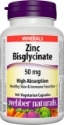 Цинк Бисглицинат 50 mg  140 вег.капс.   Webber Naturals  Zinc Bisglycinate