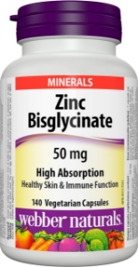 Цинк Бисглицинат 50 mg  140 вег.капс.   Webber Naturals  Zinc Bisglycinate