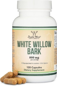 Екстракт от  Бяла върба (кора) 400 mg 120 капс.  Double Wood Supplements  White Willow Bark