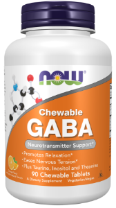 Габа Гама аминобутирова киселина 250 mg 90 дъвч.таблетки  NOW Foods GABA Orange Flavor Chewable Tablets