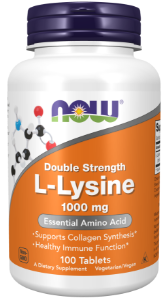Л-ЛИЗИН 1000mg 100 табл. NOW Foods L-Lysine Double Strength
