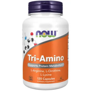 Л-аргинин Л-лизин  Л-орнитин 120 капс.  NOW Foods Tri-Amino 