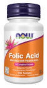 ФОЛИЕВА КИСЕЛИНА 800 mcg с Витамин B12 табл. x 250   Now Foods  Folic Acid with Vitamin B12