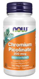 ХРОМ ПИКОЛИНАТ 200mcg 100 вег.капс.  NOW Foods Chromium Picolinate