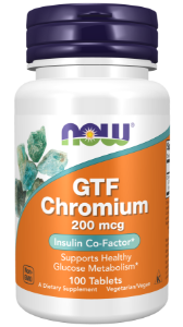 Хром никотинат глицинат 200 mcg 100 табл.   Now Foods   GTF Chromium