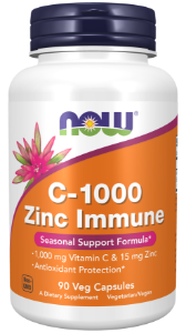 Витамин С 1000mg  цинк  15mg 90 вег.капс.   NOW Foods  C-1000 Zinc Immune
